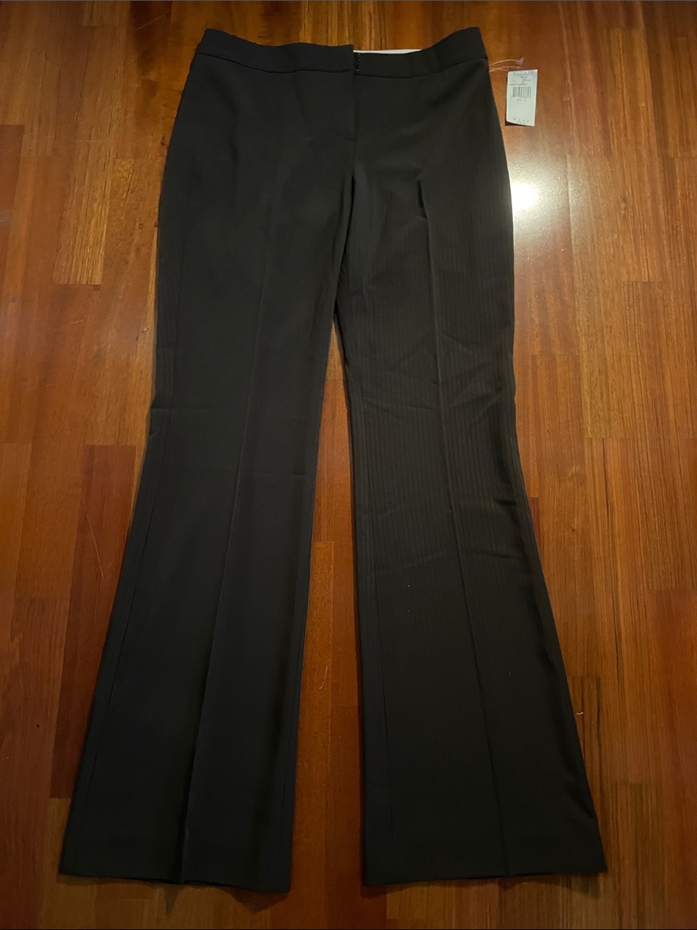 Tahari Black Pinstripe Flare Pants